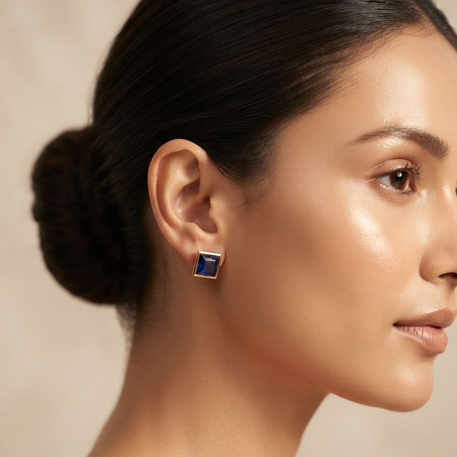 Square Shaped Stone Studded Earring