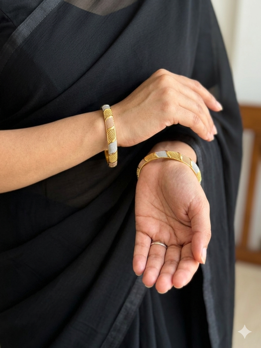 Gold Polish Multicoloured Bangles