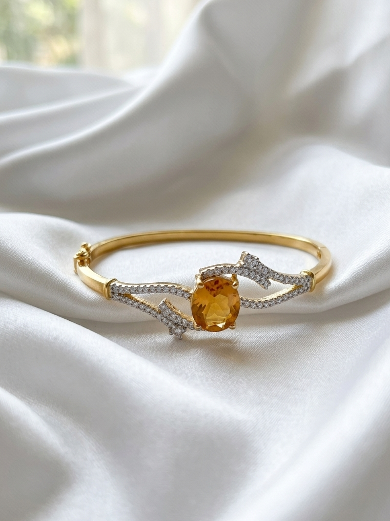 Meraki Gold Plated AD Stone Bracelet/Kada