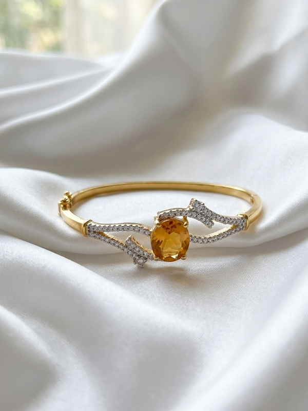 Meraki Gold Plated AD Stone Bracelet/Kada