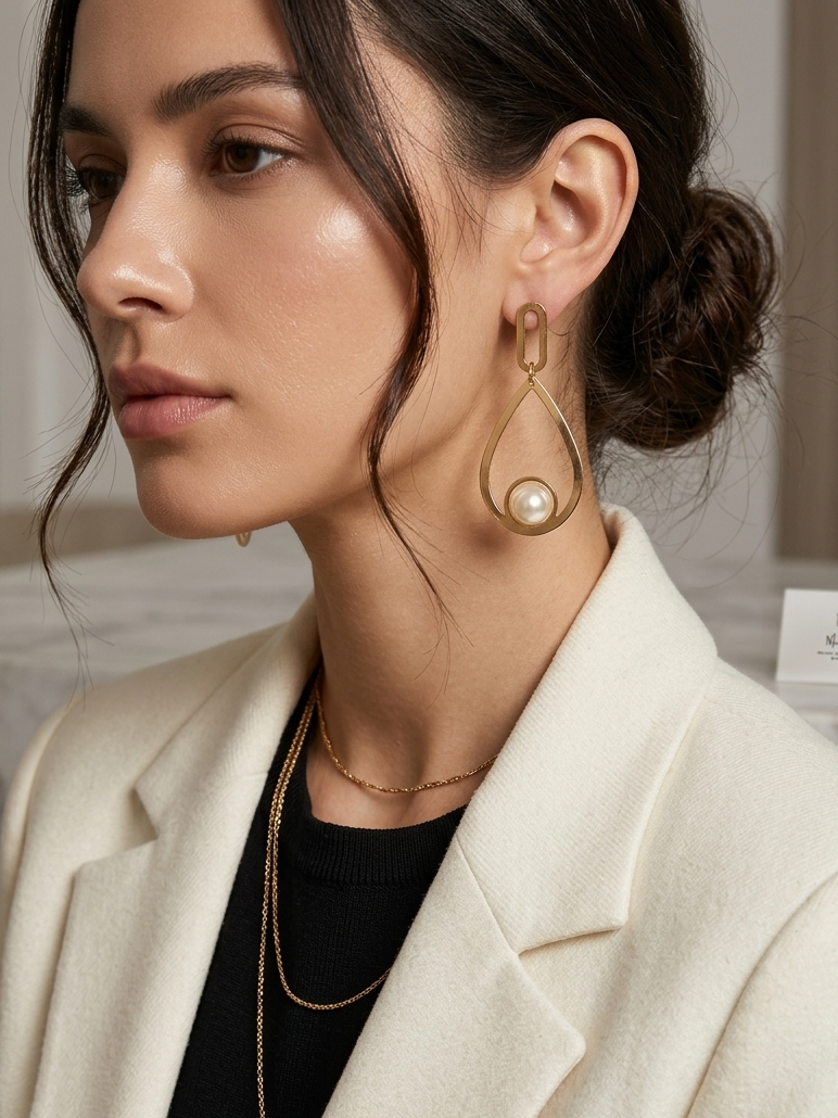 Oval Shape Gold Plated Earring