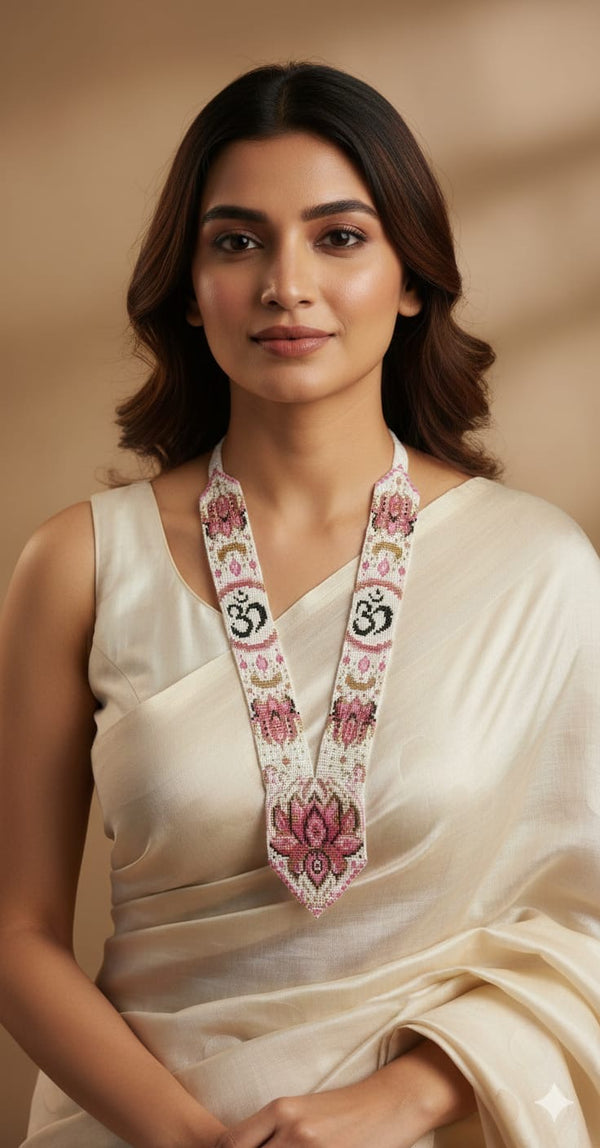 Lotus Design Pink Handmade Beads Necklace
