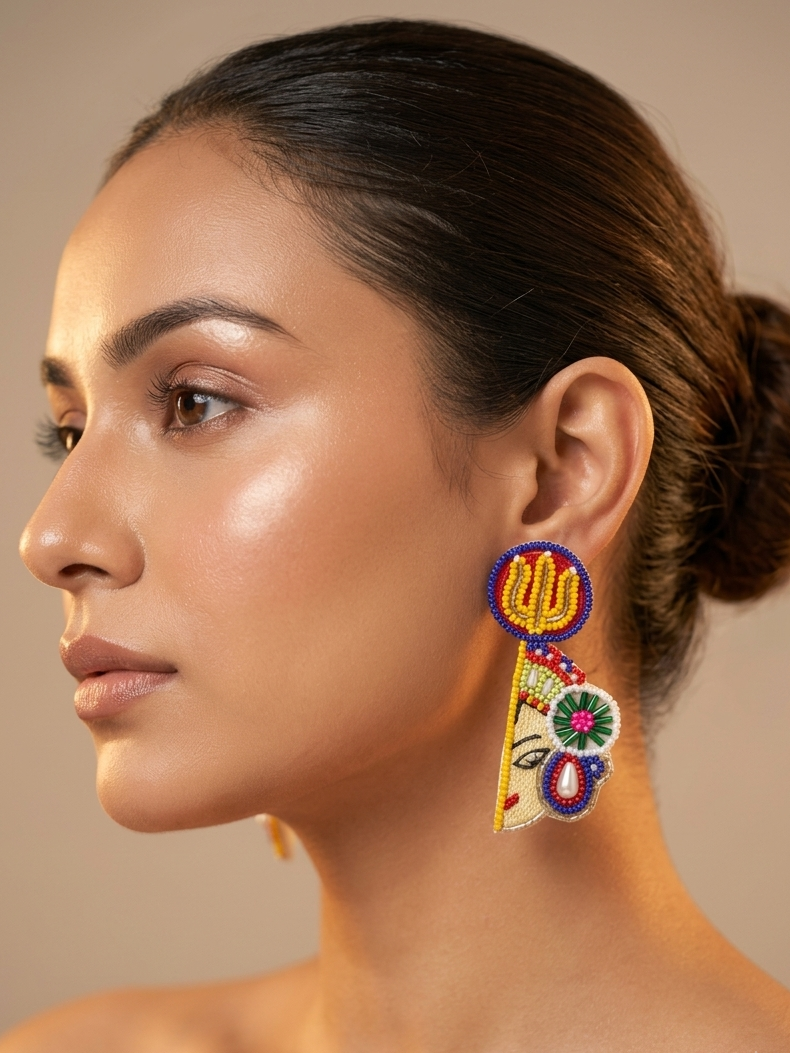 Buy Beads Durga Earrings