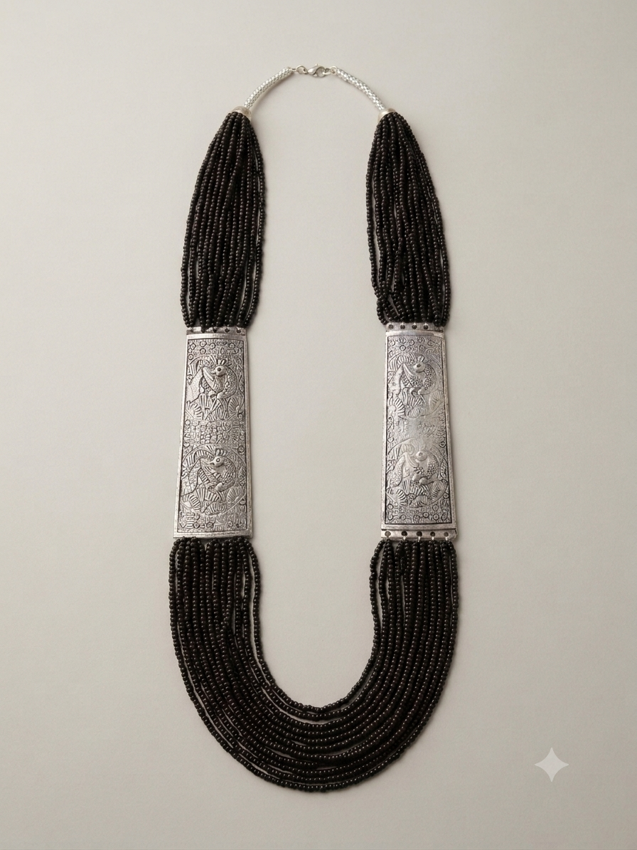 Silver-Plated Tribal Beads Necklace