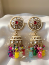 Multicolor Kundan Long Jhumka
