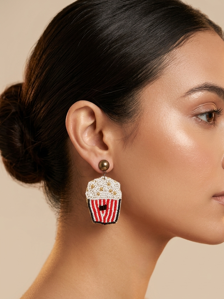 Popcorn Design Handmade Earrings