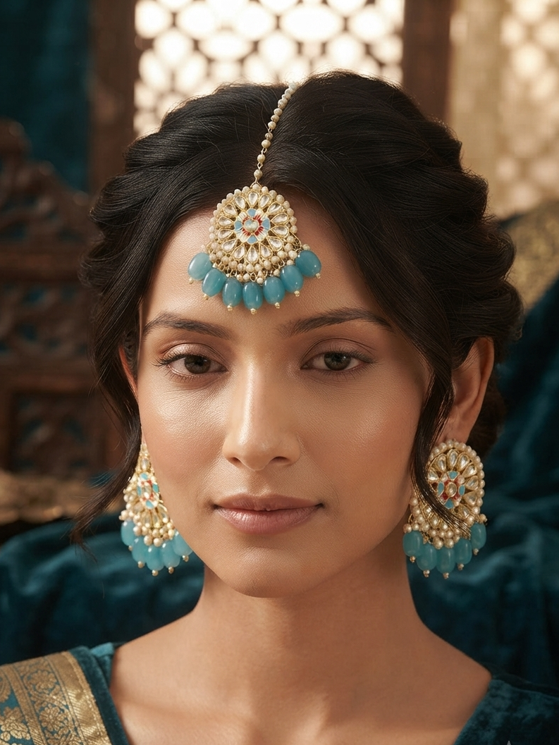 Blue Handcrafted Maang Tikka