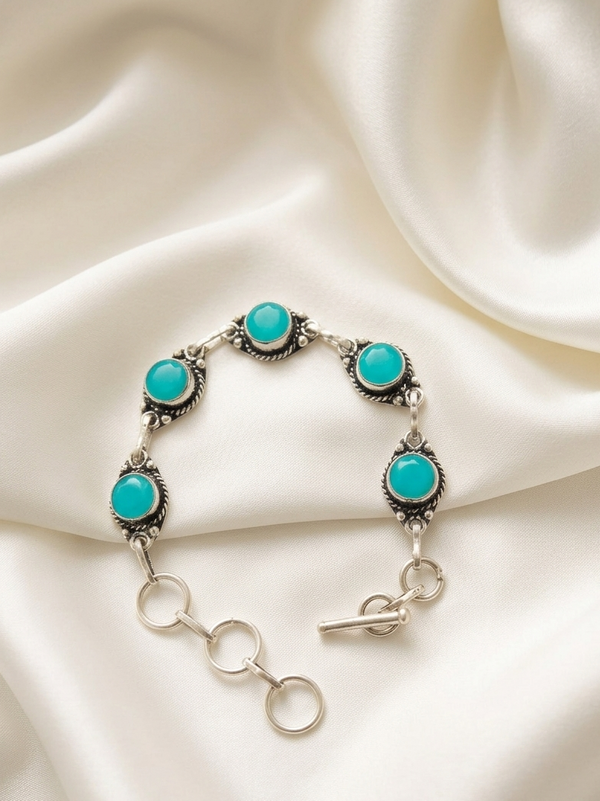 Oxidized Sterling Silver Garnet Handmade Bracelet