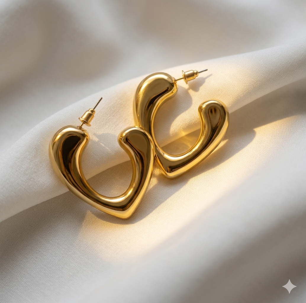 Curved V Golden Earrings