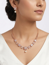 Charming Diamond Studded Rose Gold Necklace Set