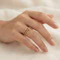Moon Star Triple Layer Ring