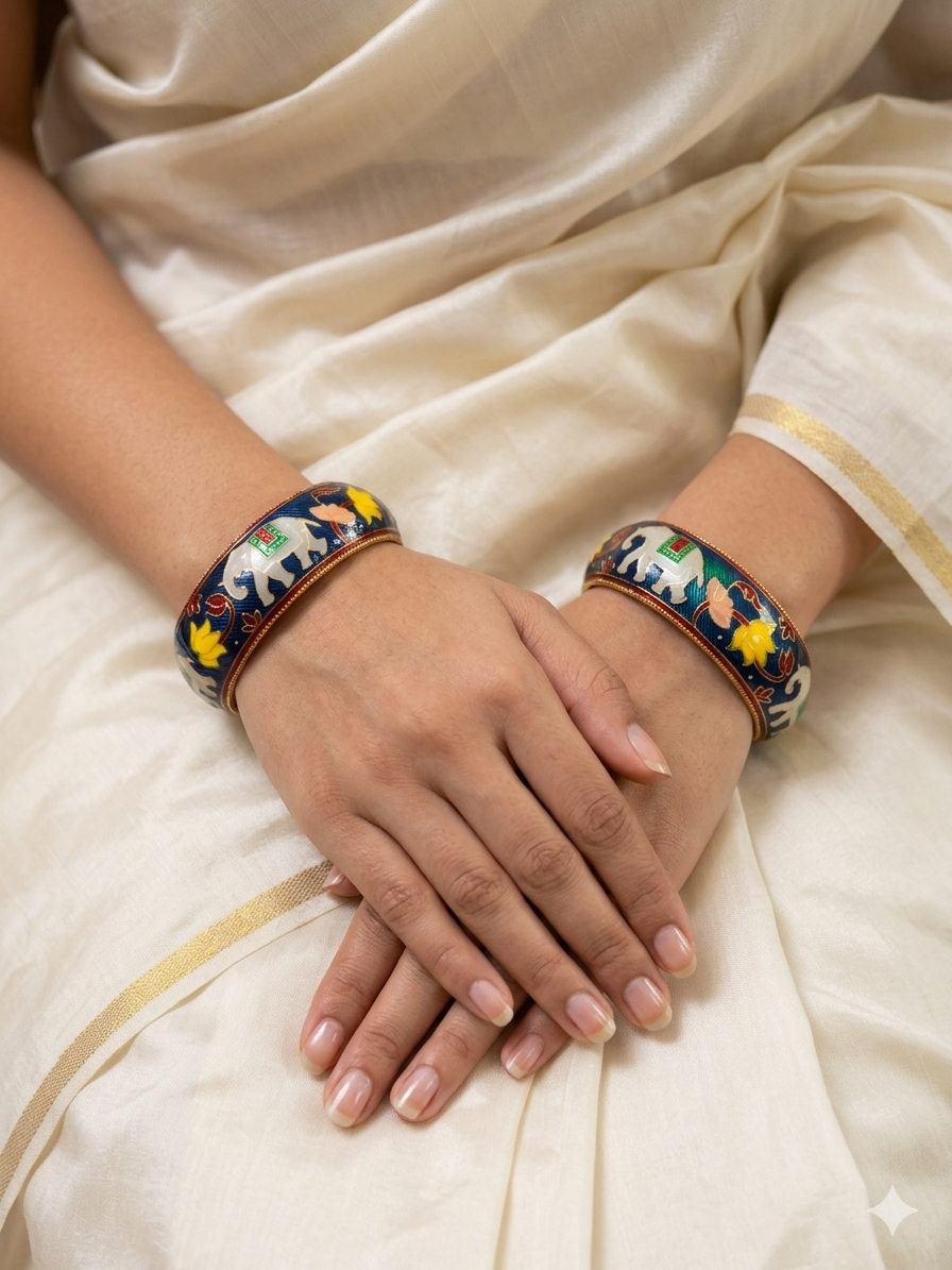 Buy Meenakari Elephant Design Bangles