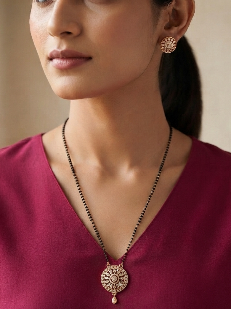 AD Studded Circular Shaped Mangalsutra