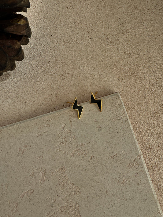 Gold Tiny Lightening Bolt Stud Earrings