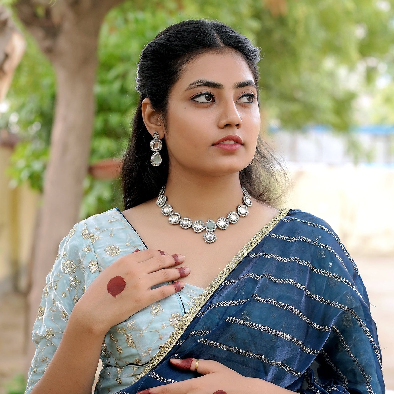 Meraki Diamond Studded Kundan Choker Set