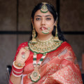 Gold Plated Stone Studded & Beaded Jewelry set
