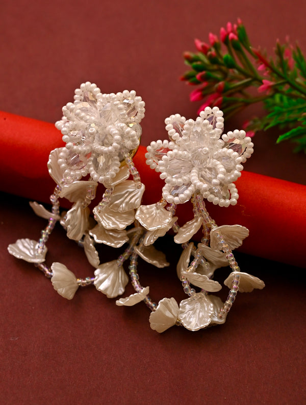 White Beads Korean Earrings