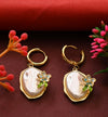 Korean Flower And Pearl Earrings