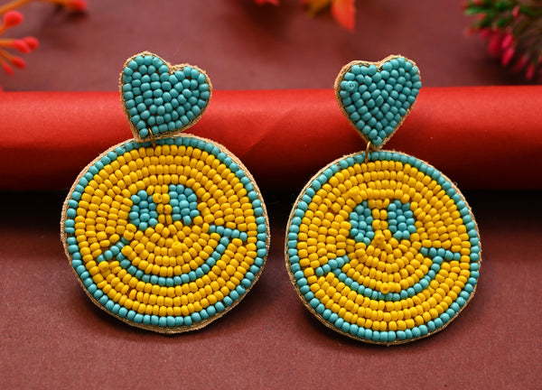 Handmade Beaded Smiley Earrings