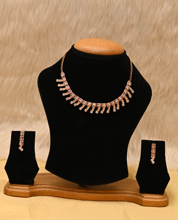CZ Rose Gold Necklace set