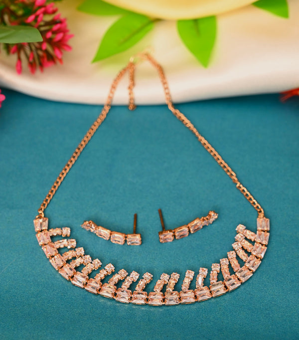 CZ Rose Gold Necklace set