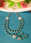 Green And White Double Layer Diamond Necklace