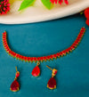Gold Plated Magenta Necklace Set