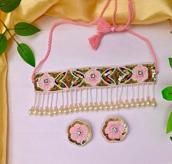 Beaded Pearl Choker Set for Haldi & Mehndi Occasions