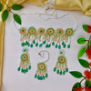 Handmade Crystal Drop Green Haldi Jewellery Set