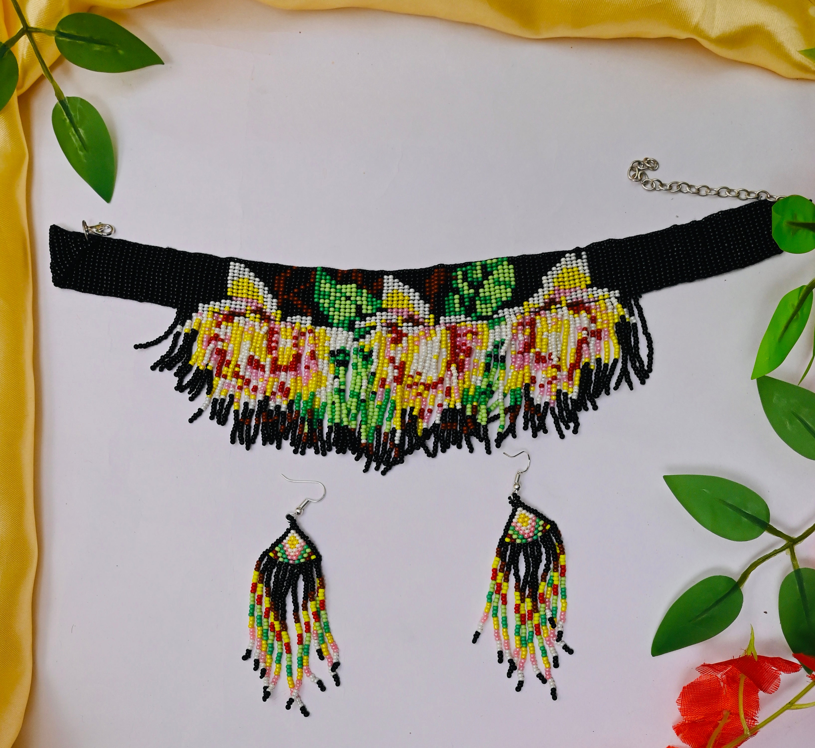 Handmade Multi shaded Beads Choker Set
