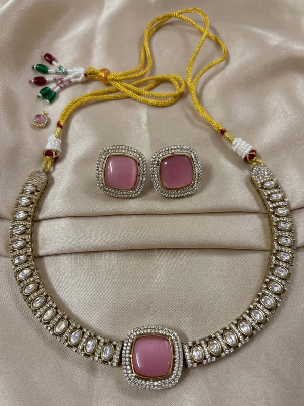 Silver Plated Kundan Polki Choker Set