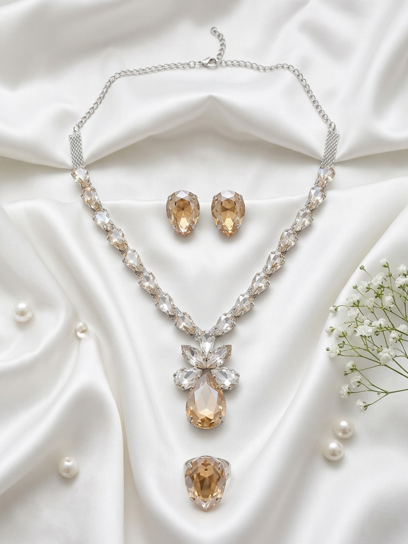 Floral Stone American Diamond Set