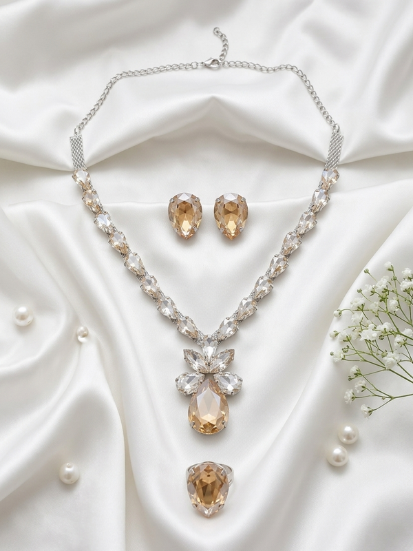 Floral Stone American Diamond Set