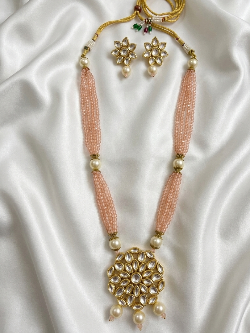 Kundan Beaded Long Necklace Set