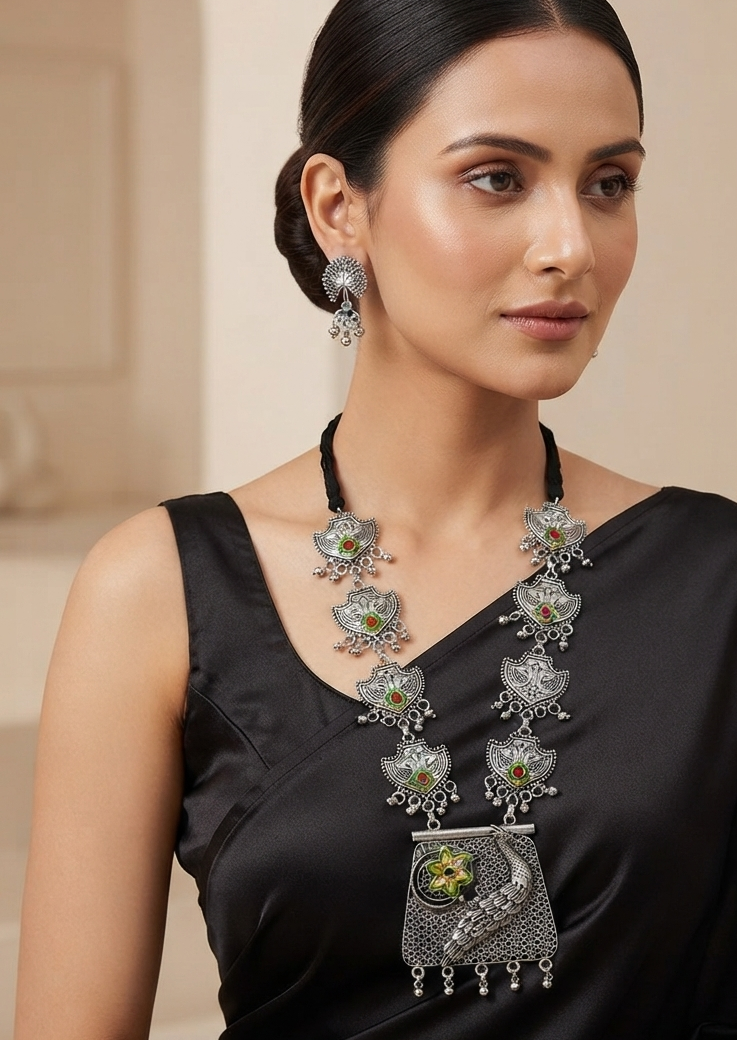 Oxidized Peacock Long Set