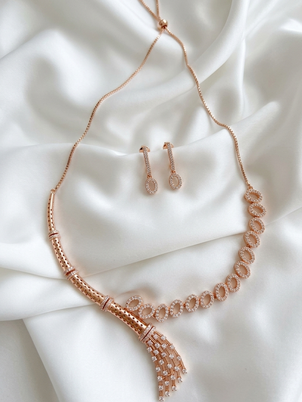 Rose Gold AD Stone Choker Set