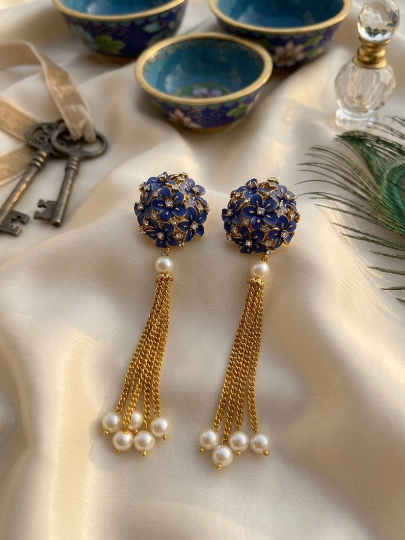 Pearl Drop Stone Earrings