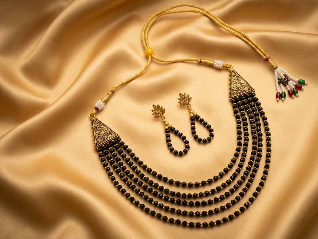 Crystal Multilayered Gold Plated Necklace