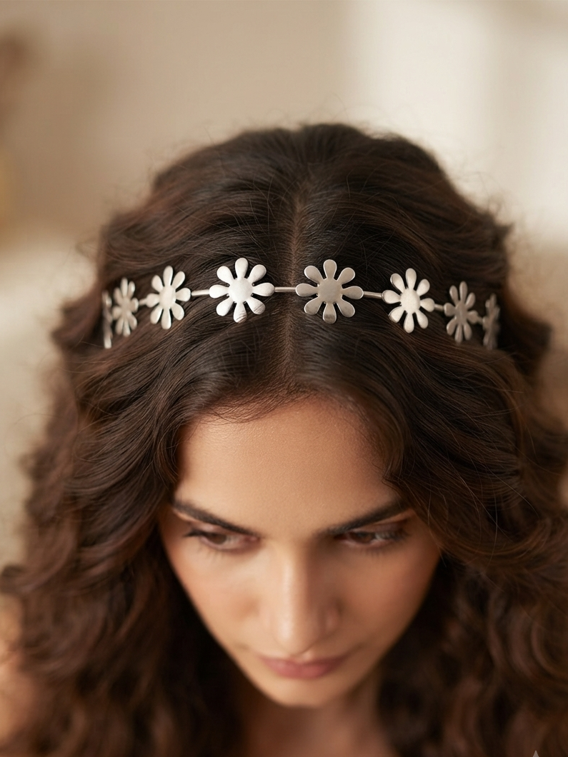 Floral Silver-Plated Headgear