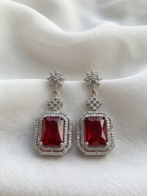 AD Sapphire & Cubic Zirconia Studded Drop Earrings