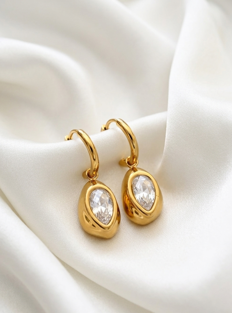 Oval Shaped Drop Earrings