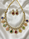 Meraki Multicolored Gold Tone Kundan Choker Set