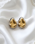 Gold Silver Double Petal Earrings