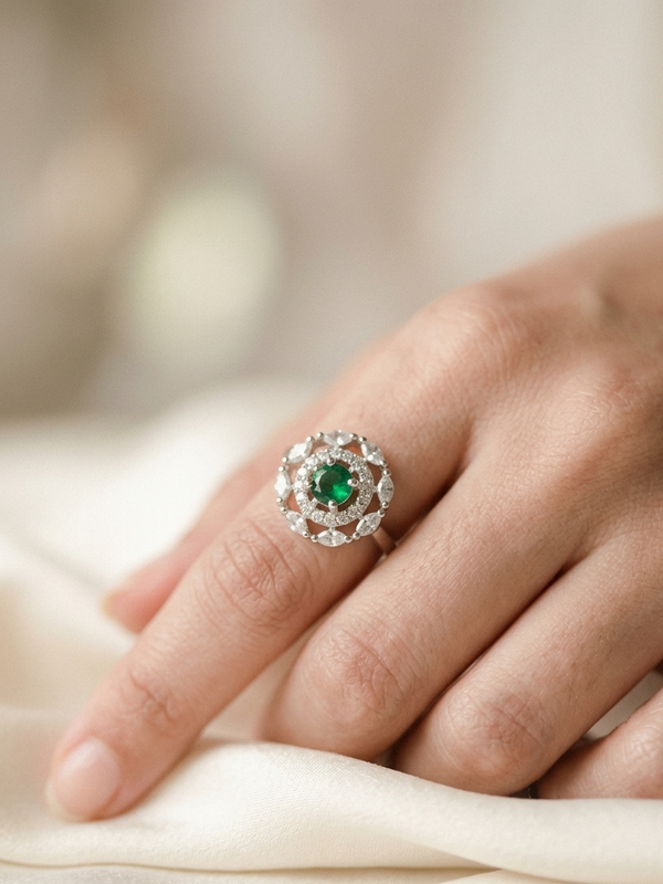 White Finish Diamond Ring