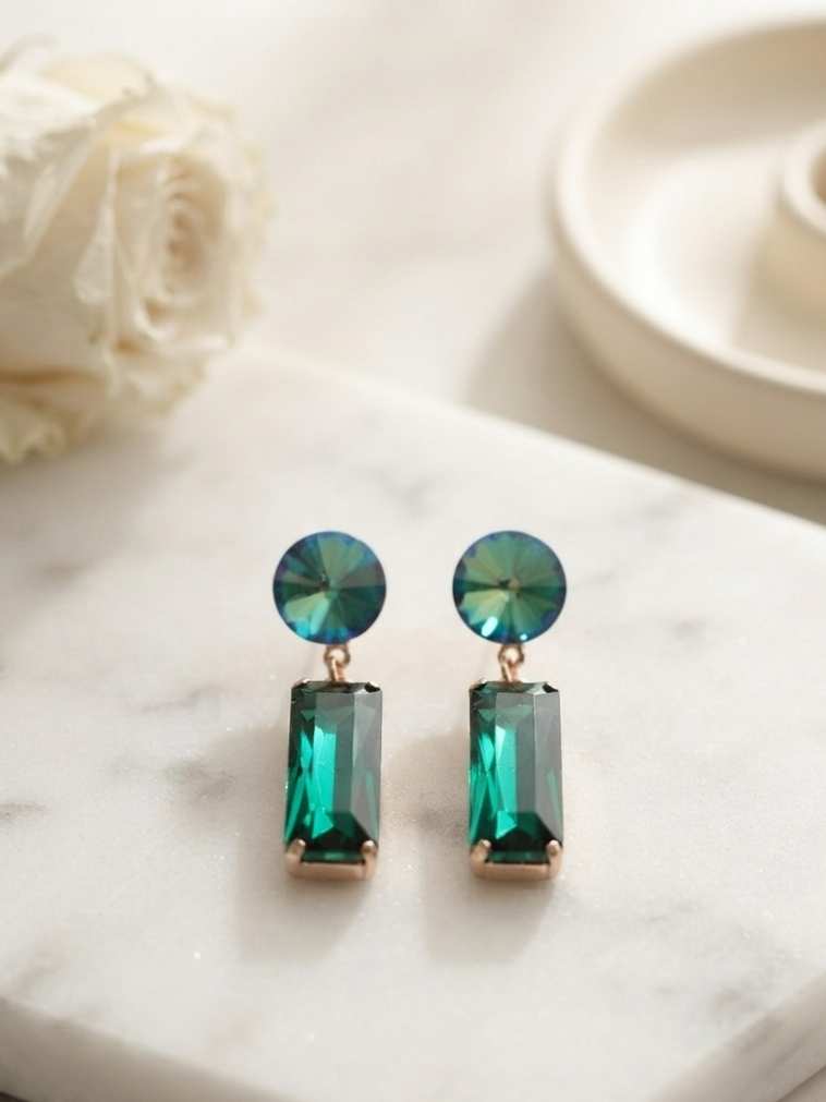 Clear Glass Long Stone Earrings