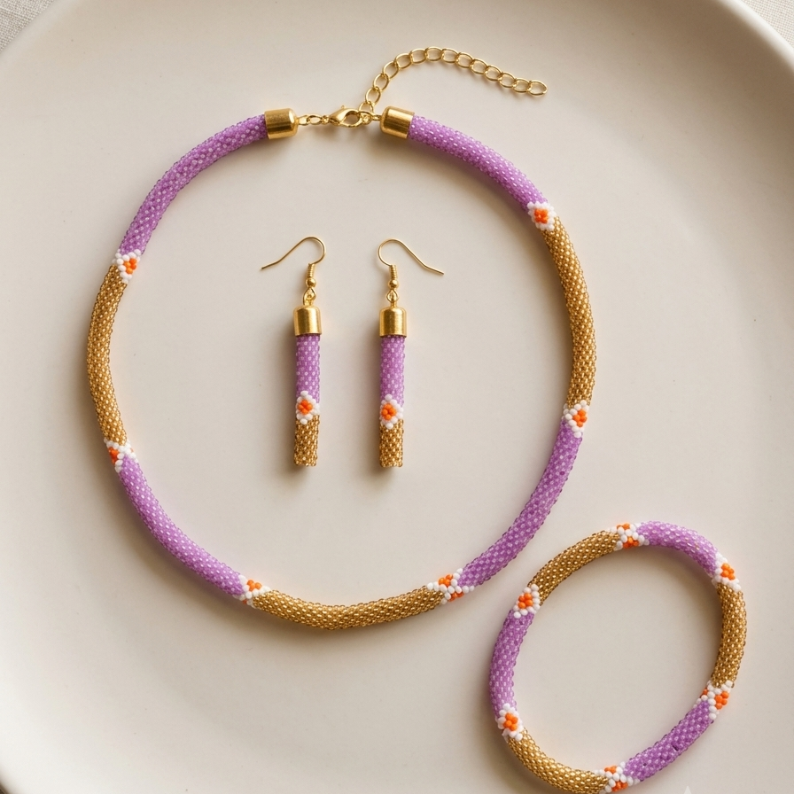 Dual Shade Seed Beads Necklace Sets