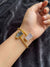 Grey And White Gemstone Gold Brass Bracelet