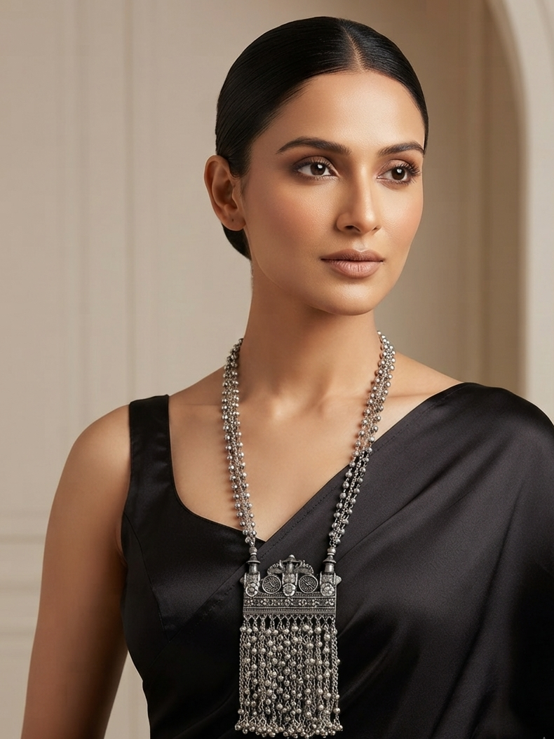Griffin Oxidized Silver Afghani Necklace