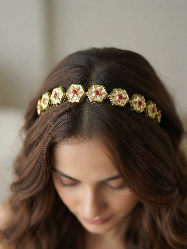 Gold Embellished Minakari Hairband