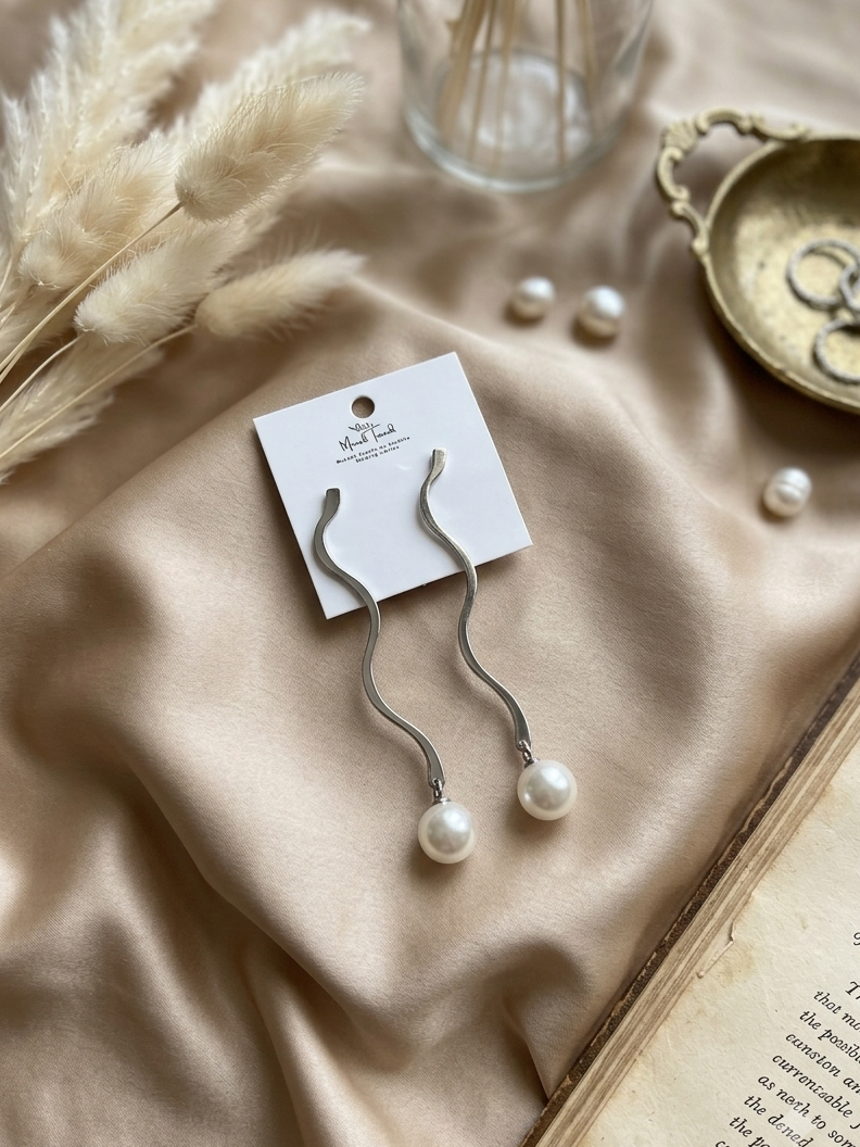 Long Pearl Drop Western Earrings